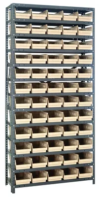 Quantum 1275-102IV Shelving Unit, 12"D x 36"L x 75"H, 400 lb capacity, Galvanized