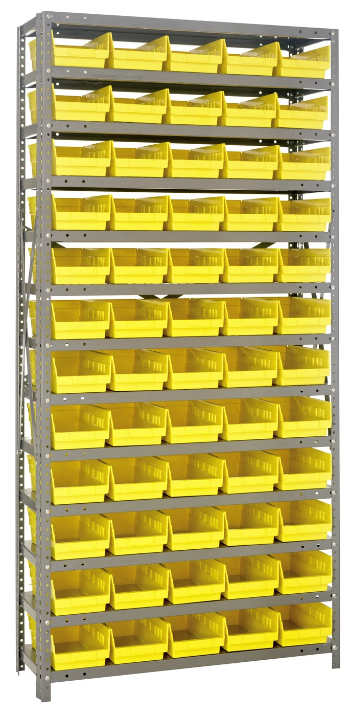 Quantum 1275-102YL Shelving Unit, 12"D x 36"L x 75"H, 400 lb capacity, Galvanized