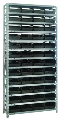 Quantum 1275-107BK Shelving Unit, 12"D x 36"L x 75"H, 400 lb capacity, Galvanized