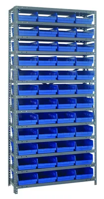 Quantum 1275-107BL Shelving Unit, 12"D x 36"L x 75"H, 400 lb capacity, Galvanized