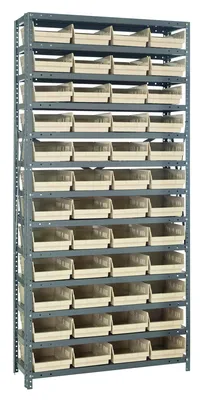 Quantum 1275-107IV Shelving Unit, 12"D x 36"L x 75"H, 400 lb capacity, Galvanized