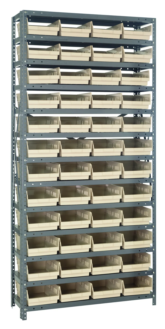 Quantum 1275-107IV Shelving Unit, 12"D x 36"L x 75"H, 400 lb capacity, Galvanized