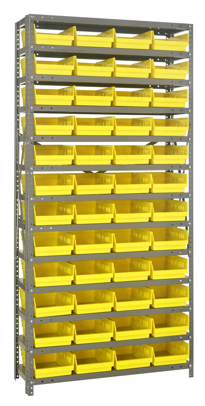 Quantum 1275-107YL Shelving Unit, 12"D x 36"L x 75"H, 400 lb capacity, Galvanized