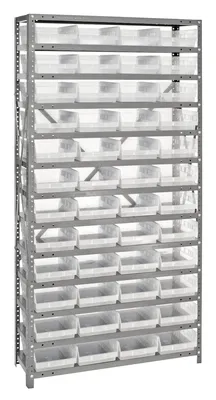 Quantum 1275-107CL Shelving Unit, 12"D x 36"L x 75"H, 400 lb capacity, Galvanized