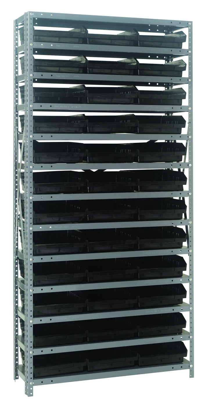 Quantum 1275-109BK Shelving Unit, 12"D x 36"L x 75"H, 400 lb capacity, Galvanized