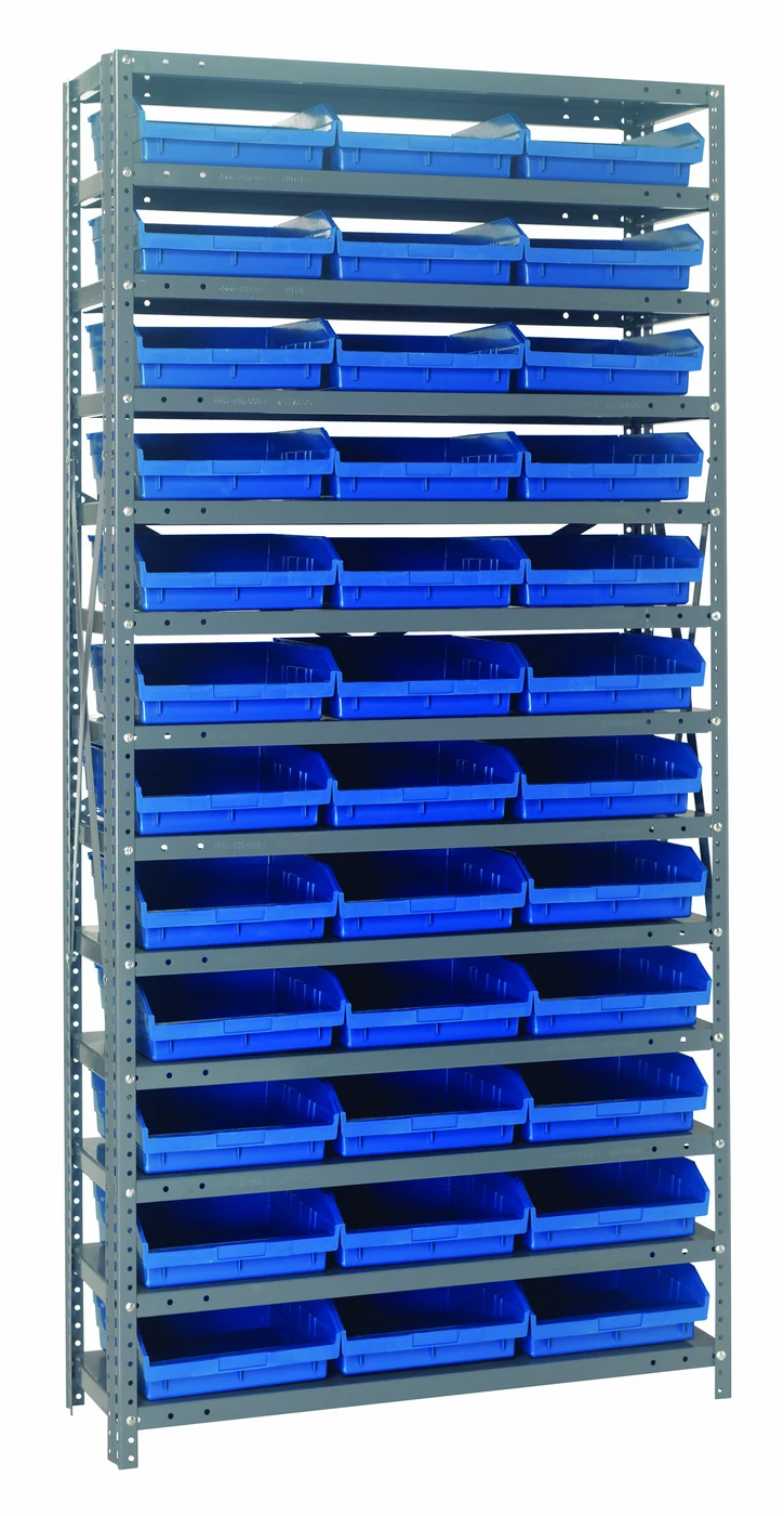 Quantum 1275-109BL Shelving Unit, 12"D x 36"L x 75"H, 400 lb capacity, Galvanized