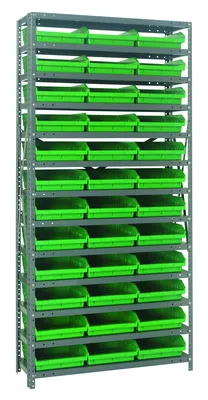 Quantum 1275-109GN Shelving Unit, 12"D x 36"L x 75"H, 400 lb capacity, Galvanized