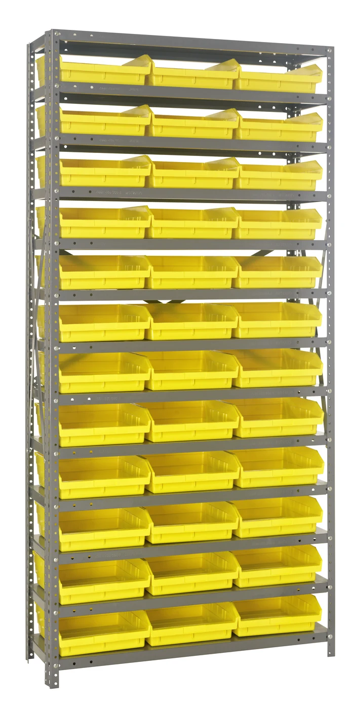 Quantum 1275-109YL Shelving Unit, 12"D x 36"L x 75"H, 400 lb capacity, Galvanized
