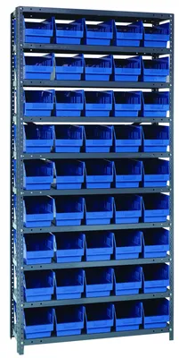 Quantum 1275-202BL Shelving Unit, 12"D x 36"L x 75"H, 400 lb capacity, Galvanized