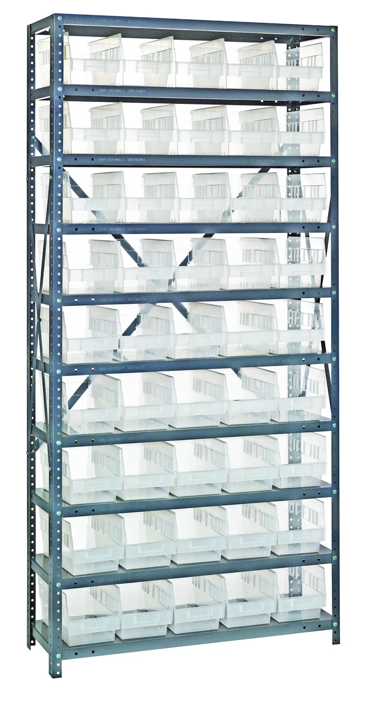 Quantum 1275-202CL Shelving Unit, 12"D x 36"L x 75"H, 400 lb capacity, Galvanized