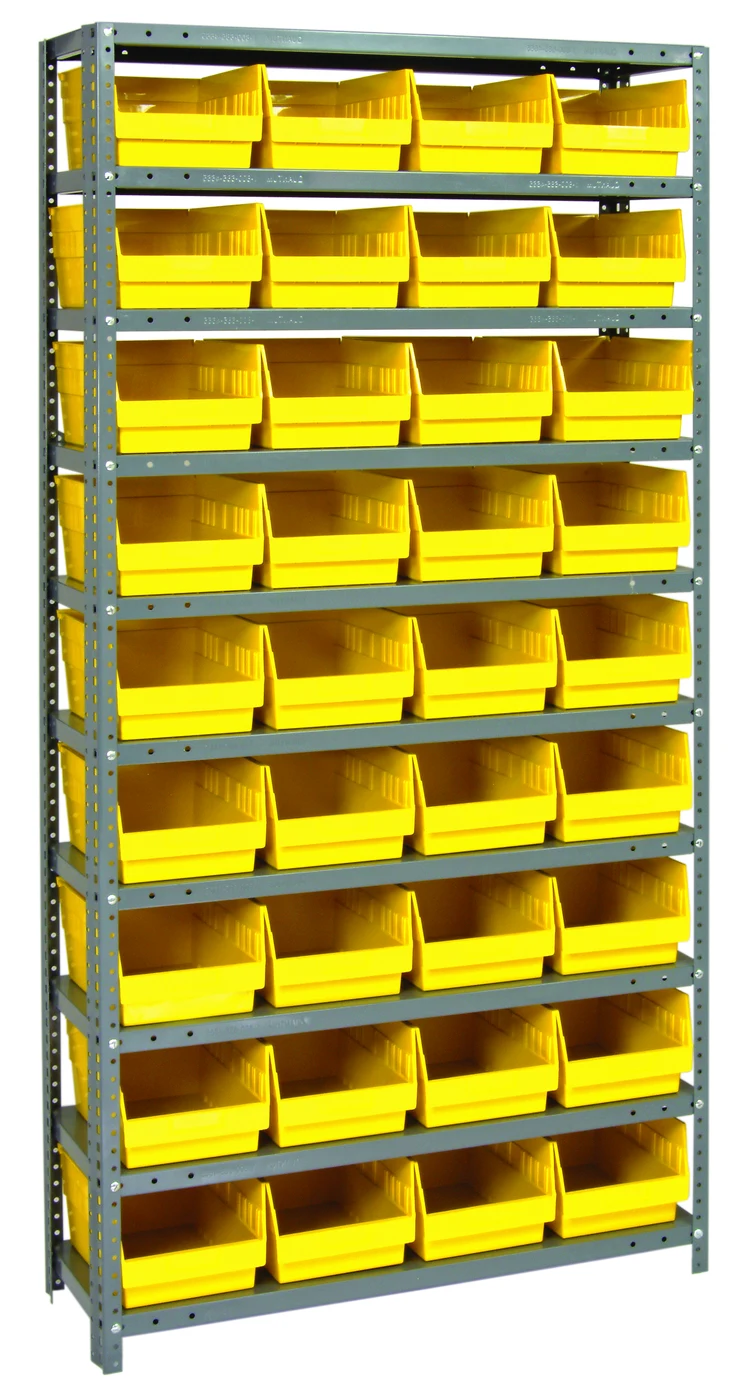 Quantum 1275-207YL Shelving Unit, 12"D x 36"L x 75"H, 400 lb capacity, Galvanized