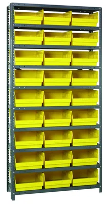 Quantum 1275-209YL Shelving Unit, 12"D x 36"L x 75"H, 400 lb capacity, Galvanized