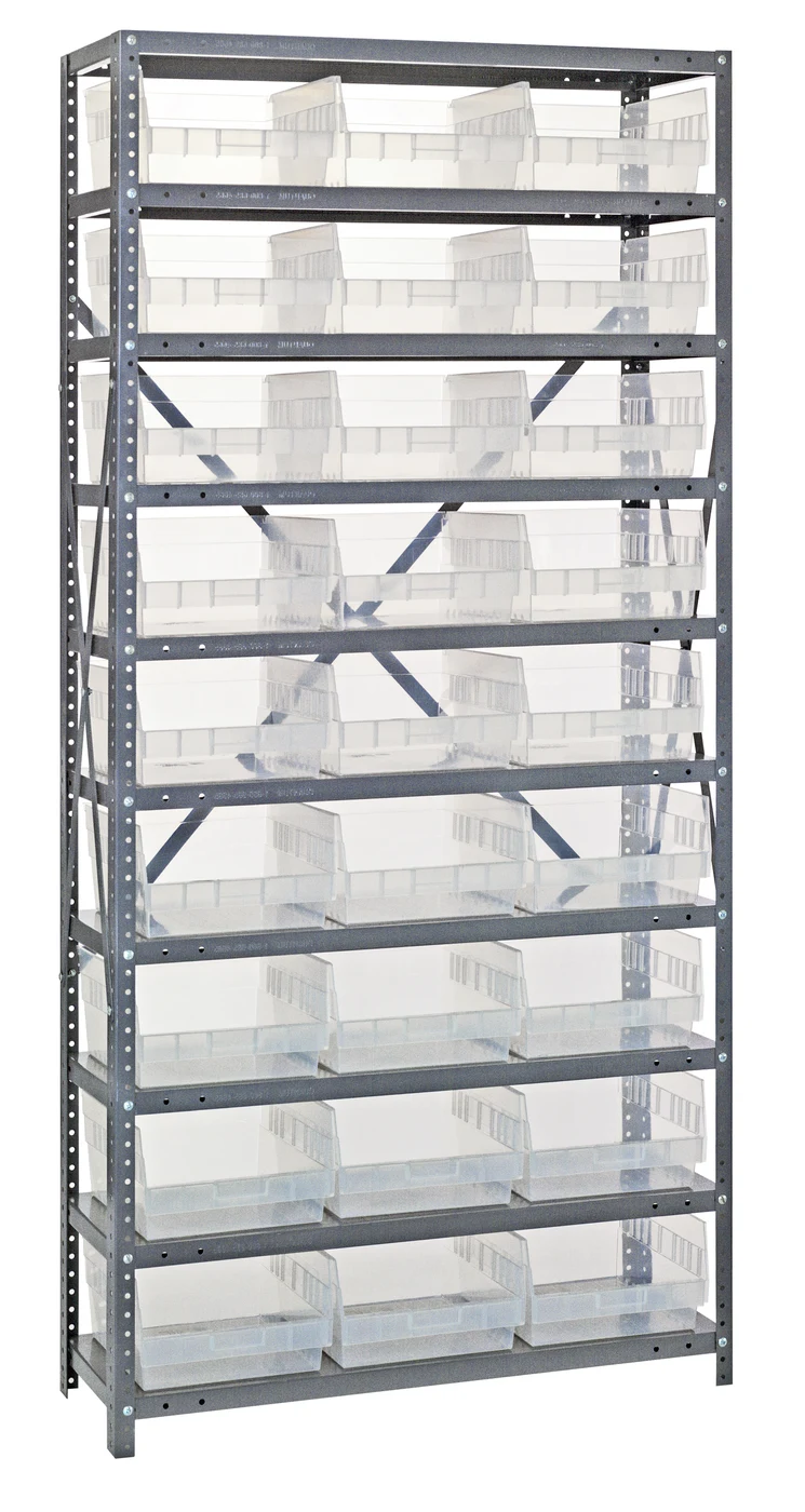 Quantum 1275-209CL Shelving Unit, 12"D x 36"L x 75"H, 400 lb capacity, Galvanized