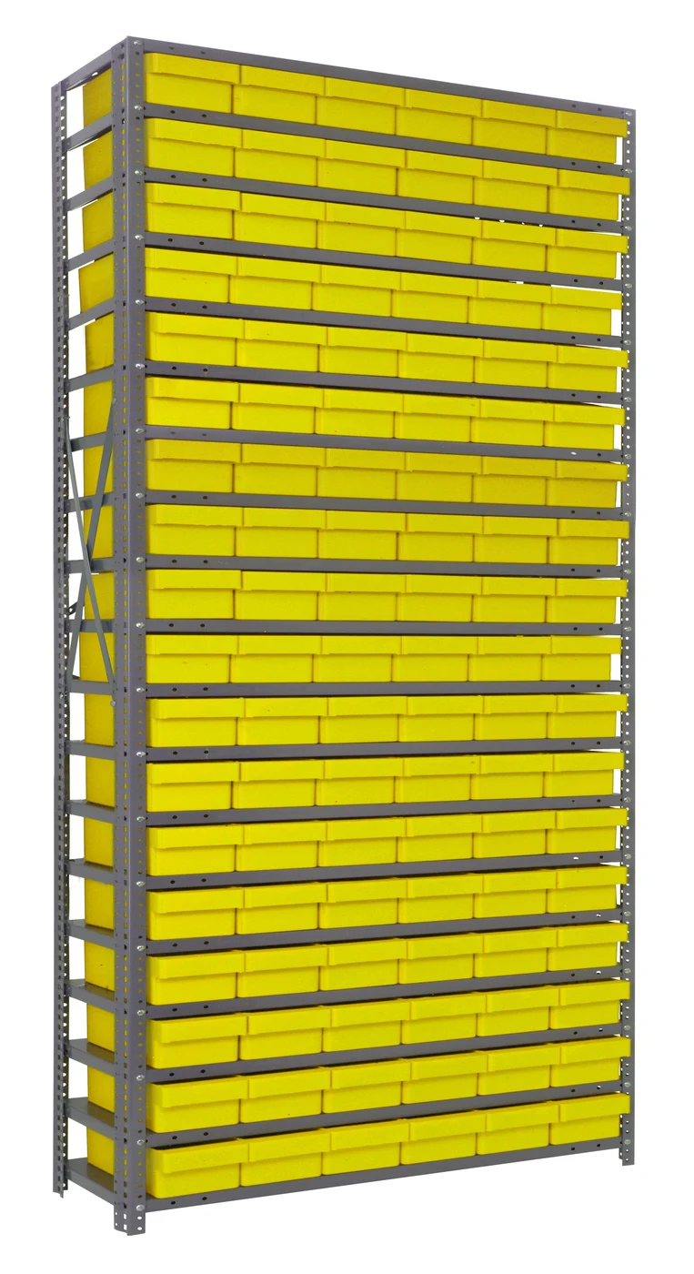Quantum 1275-401YL Shelving Unit, 12"D x 36"L x 75"H, 400 lb capacity, Galvanized