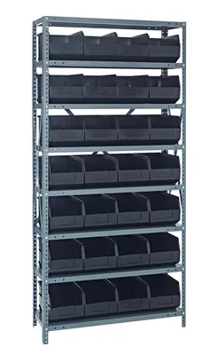 Quantum 1275-423BK Shelving Unit, 12"D x 36"L x 75"H, 400 lb capacity, Galvanized