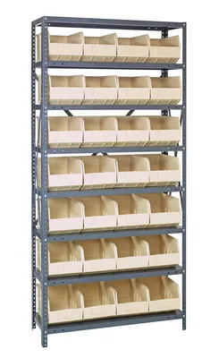 Quantum 1275-423IV Shelving Unit, 12"D x 36"L x 75"H, 400 lb capacity, Galvanized