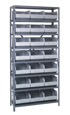 Quantum 1275-425GY Shelving Unit, 12"D x 36"L x 75"H, 400 lb capacity, Galvanized
