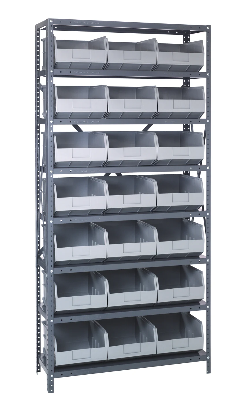 Quantum 1275-425GY Shelving Unit, 12"D x 36"L x 75"H, 400 lb capacity, Galvanized
