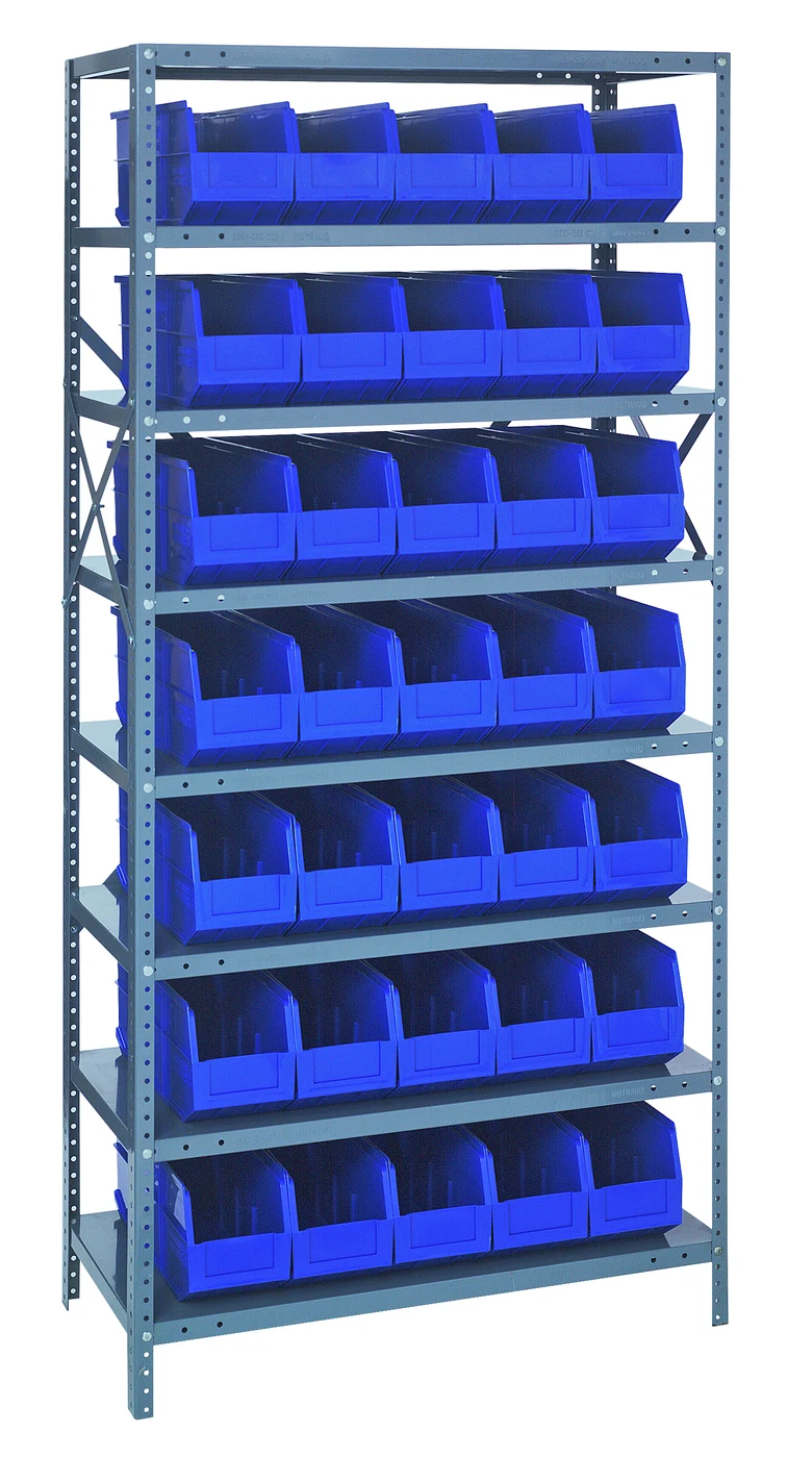 Quantum 1275-441BL Shelving Unit, 12"D x 36"L x 75"H, 400 lb capacity, Galvanized