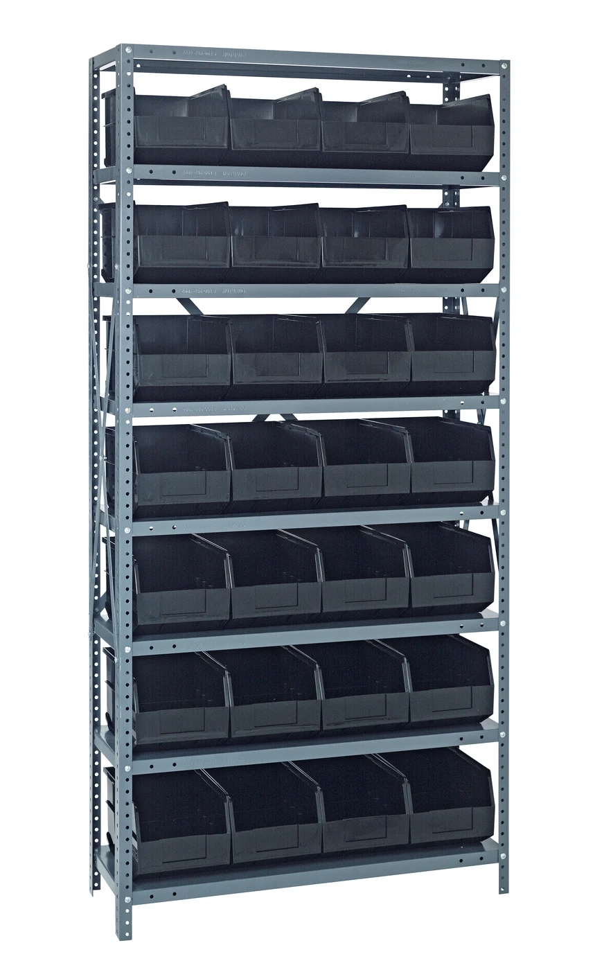 Quantum 1275-443BK Shelving Unit, 12"D x 36"L x 75"H, 400 lb capacity, Galvanized