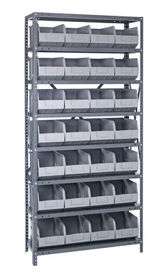Quantum 1275-443GY Shelving Unit, 12"D x 36"L x 75"H, 400 lb capacity, Galvanized