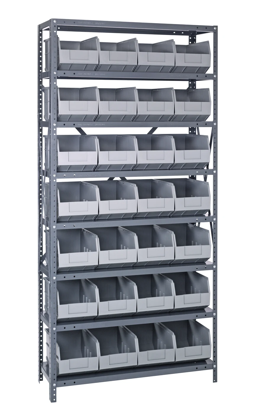 Quantum 1275-443GY Shelving Unit, 12"D x 36"L x 75"H, 400 lb capacity, Galvanized