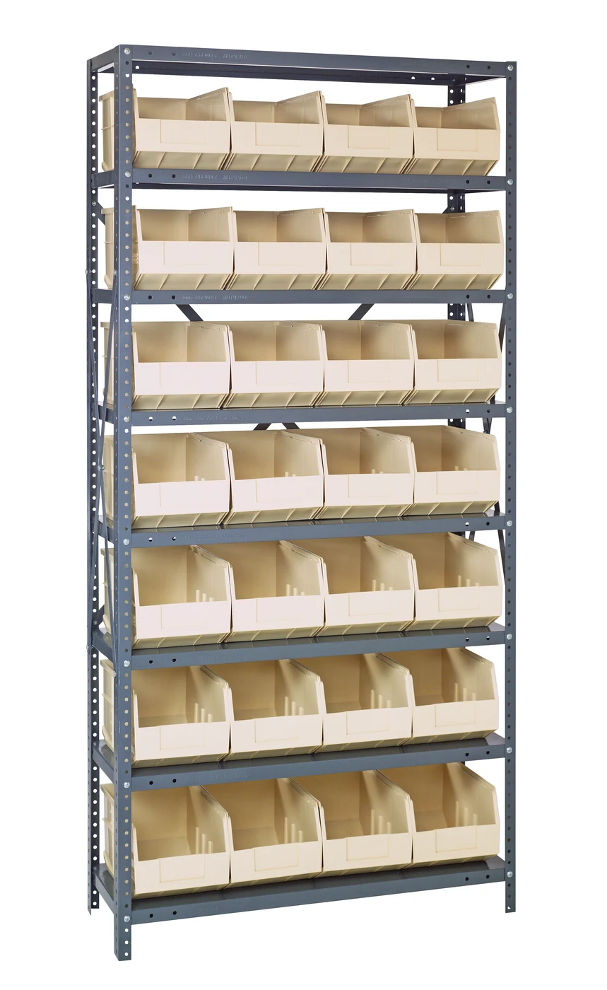 Quantum 1275-443IV Shelving Unit, 12"D x 36"L x 75"H, 400 lb capacity, Galvanized