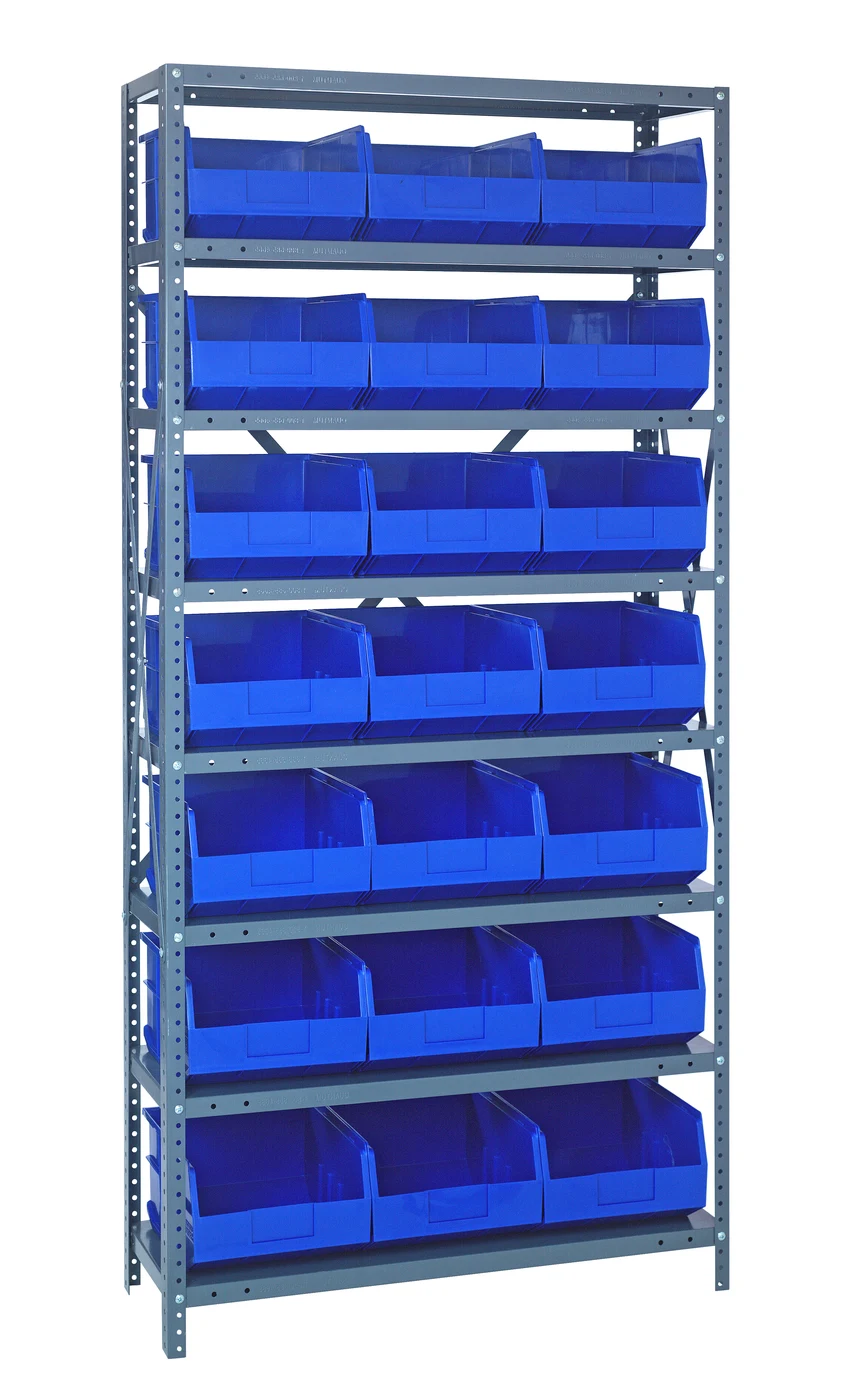 Quantum 1275-445BL Shelving Unit, 12"D x 36"L x 75"H, 400 lb capacity, Galvanized