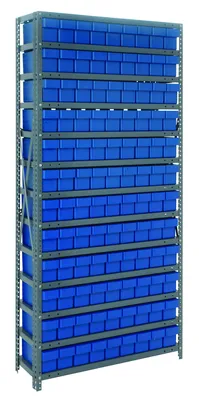 Quantum 1275-501BL Shelving Unit, 12"D x 36"L x 75"H, 400 lb capacity, Galvanized