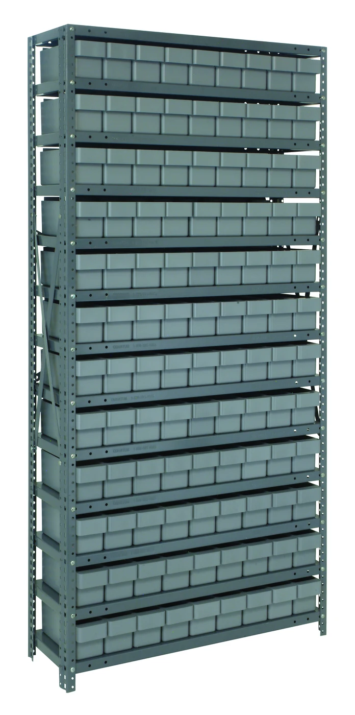 Quantum 1275-501GY Shelving Unit, 12"D x 36"L x 75"H, 400 lb capacity, Galvanized