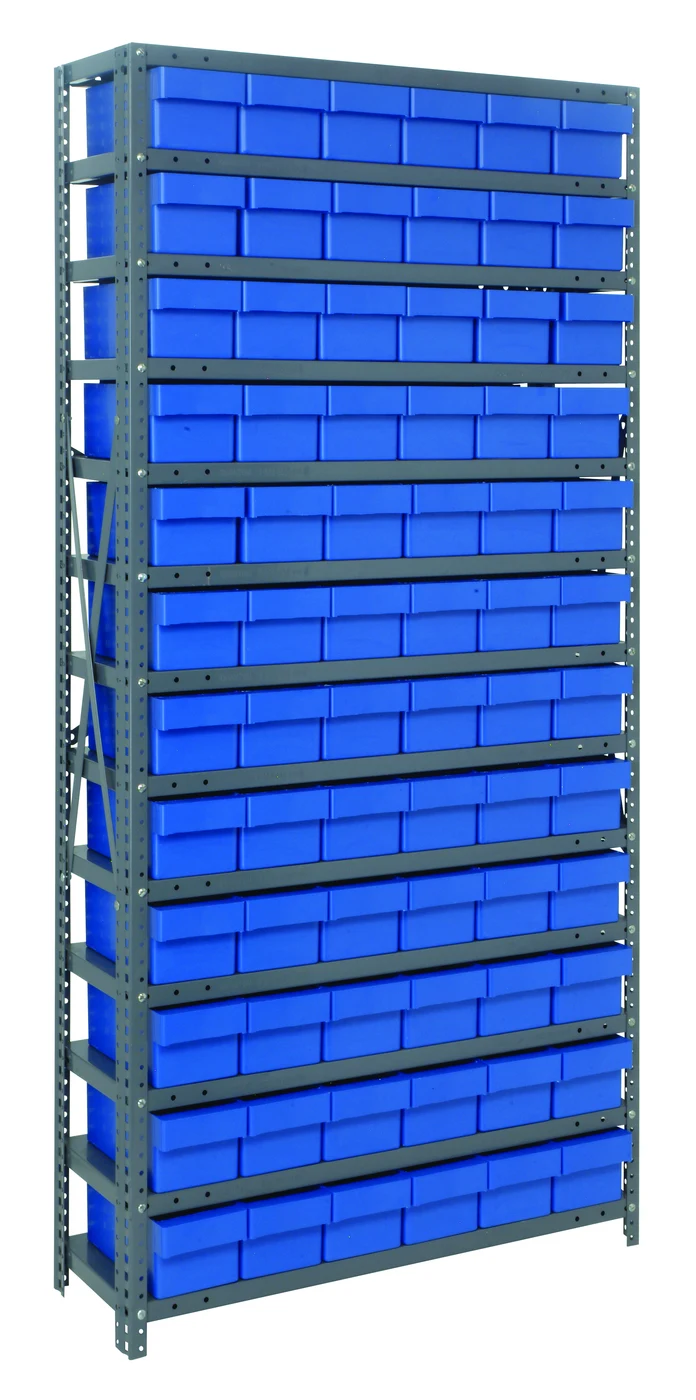 Quantum 1275-601BL Shelving Unit, 12"D x 36"L x 75"H, 400 lb capacity, Galvanized