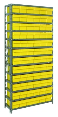 Quantum 1275-601YL Shelving Unit, 12"D x 36"L x 75"H, 400 lb capacity, Galvanized