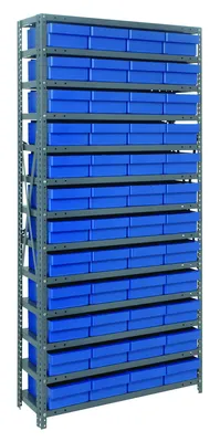 Quantum 1275-701BL Shelving Unit, 12"D x 36"L x 75"H, 400 lb capacity, Galvanized