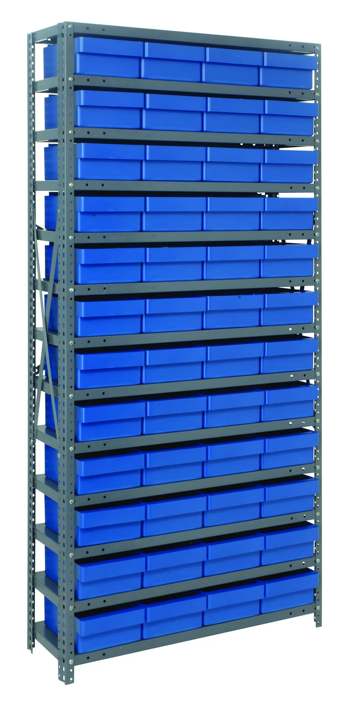 Quantum 1275-701BL Shelving Unit, 12"D x 36"L x 75"H, 400 lb capacity, Galvanized