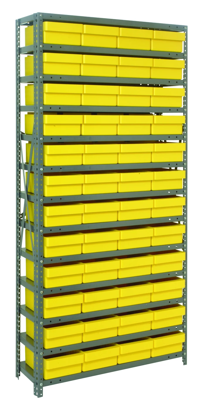 Quantum 1275-701YL Shelving Unit, 12"D x 36"L x 75"H, 400 lb capacity, Galvanized