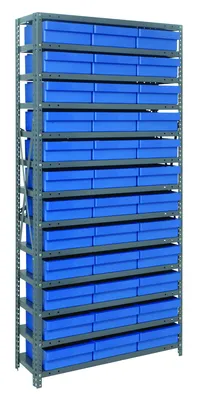 Quantum 1275-801BL Shelving Unit, 12"D x 36"L x 75"H, 400 lb capacity, Galvanized