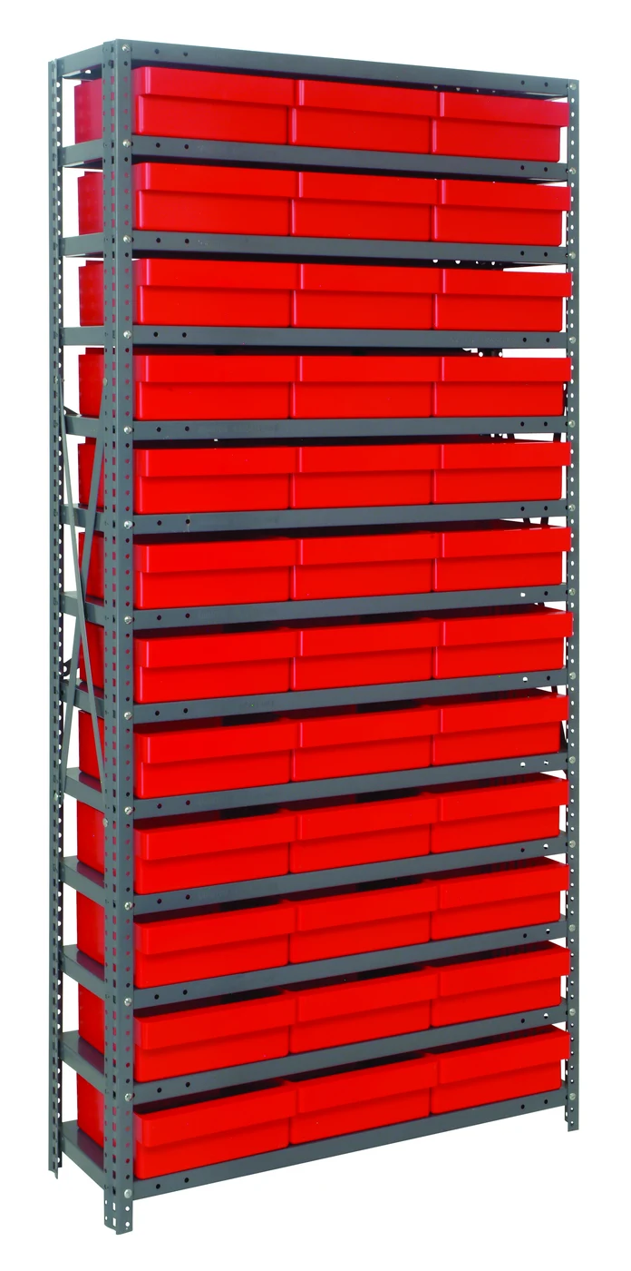 Quantum 1275-801RD Shelving Unit, 12"D x 36"L x 75"H, 400 lb capacity, Galvanized