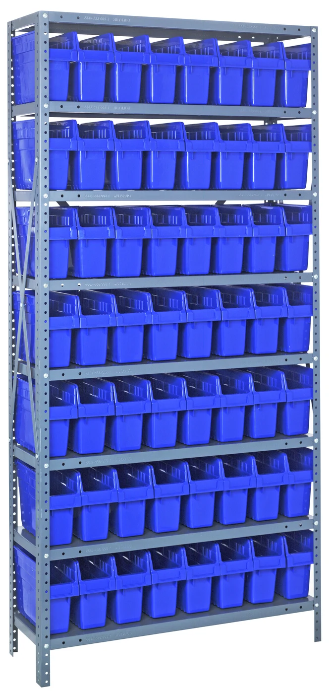 Quantum 1275-SB801BL Shelving Unit, 12"D x 36"L x 75"H, 400 lb capacity, Galvanized