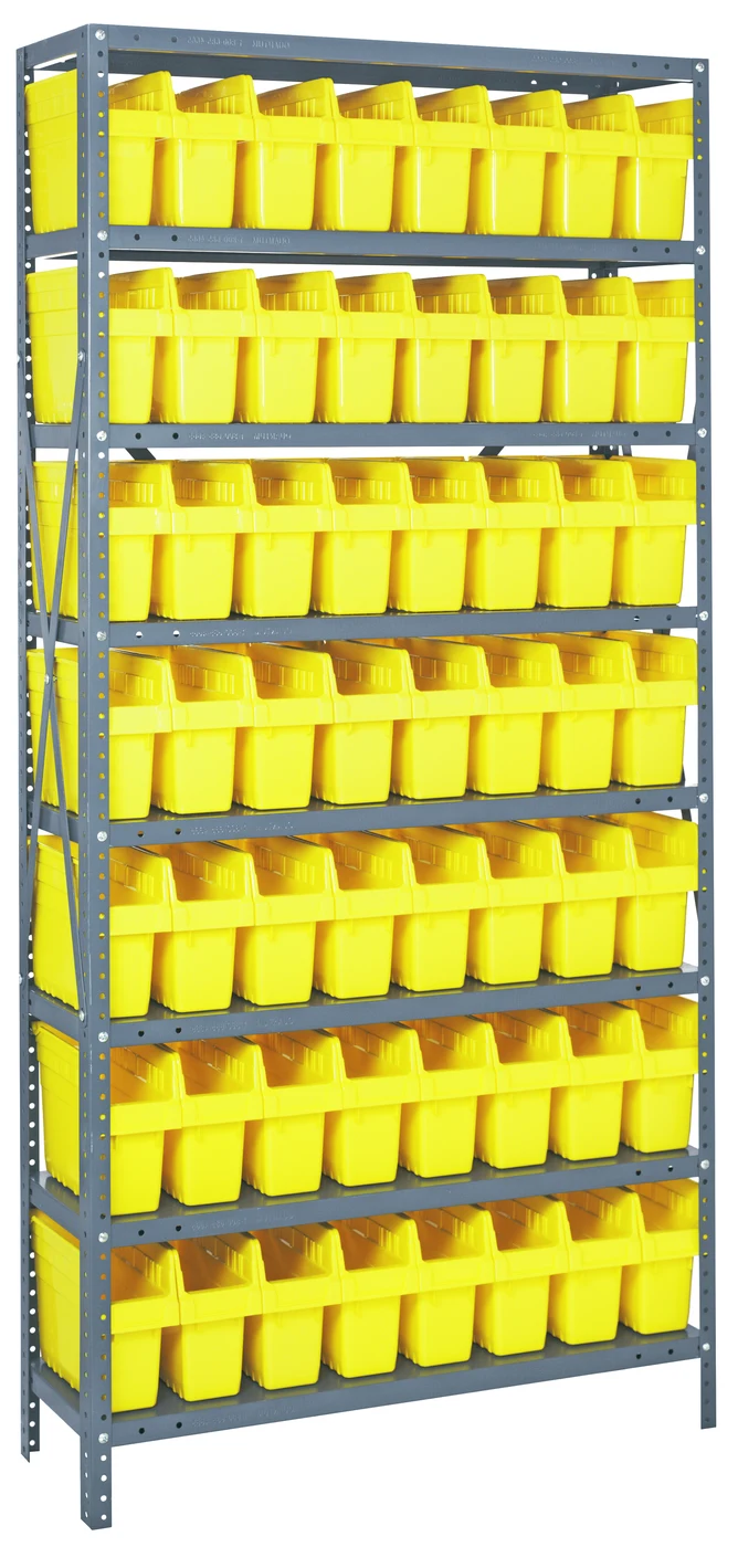 Quantum 1275-SB801YL Shelving Unit, 12"D x 36"L x 75"H, 400 lb capacity, Galvanized
