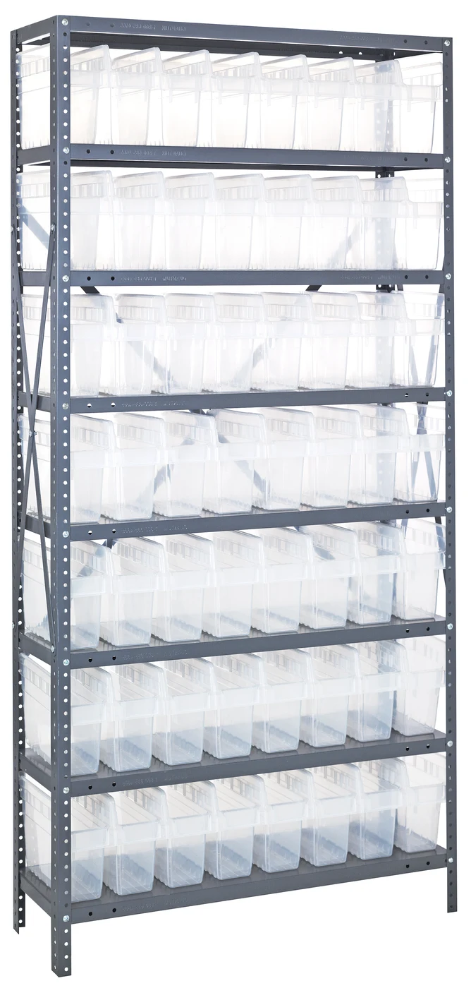 Quantum 1275-SB801CL Shelving Unit, 12"D x 36"L x 75"H, 400 lb capacity, Galvanized