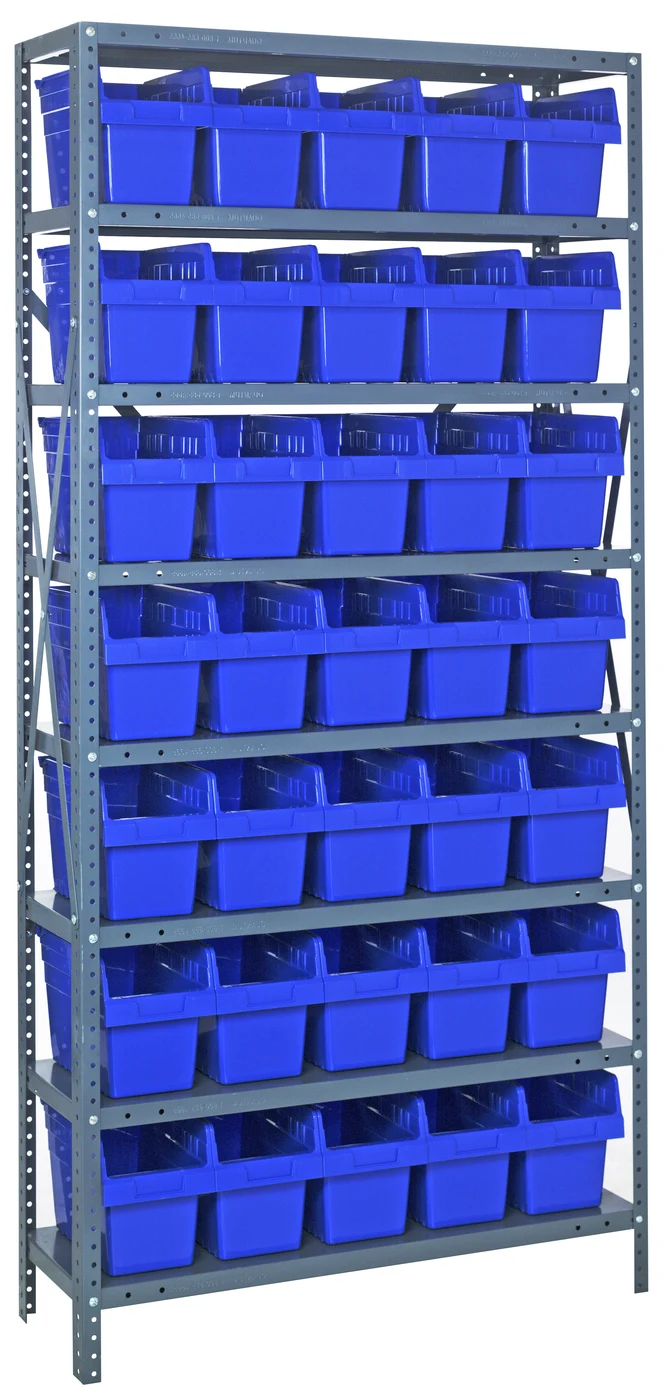 Quantum 1275-SB802BL Shelving Unit, 12"D x 36"L x 75"H, 400 lb capacity, Galvanized