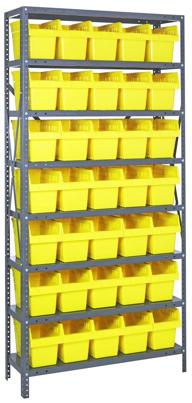 Quantum 1275-SB802YL Shelving Unit, 12"D x 36"L x 75"H, 400 lb capacity, Galvanized