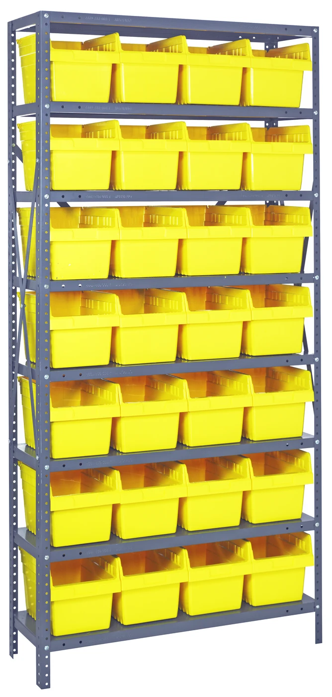 Quantum 1275-SB807YL Shelving Unit, 12"D x 36"L x 75"H, 400 lb capacity, Galvanized
