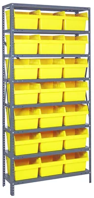 Quantum 1275-SB809YL Shelving Unit, 12"D x 36"L x 75"H, 400 lb capacity, Galvanized