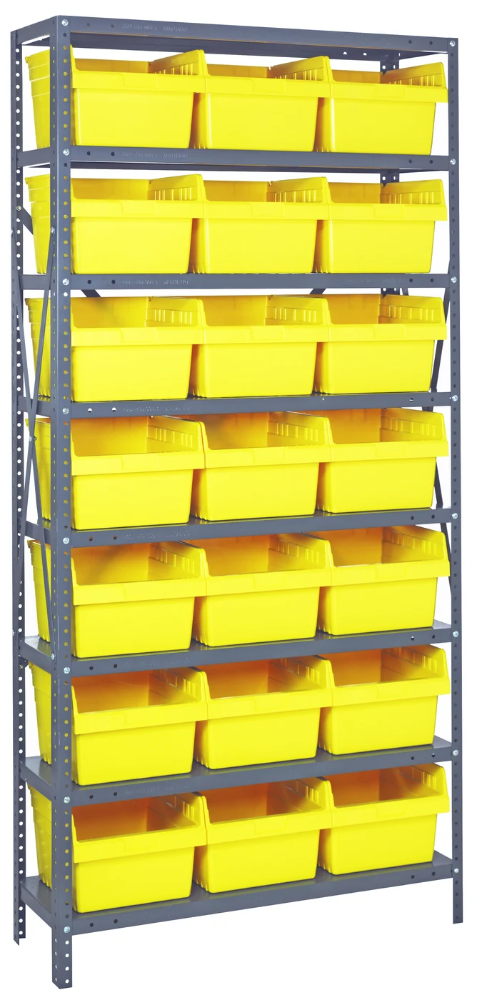 Quantum 1275-SB809YL Shelving Unit, 12"D x 36"L x 75"H, 400 lb capacity, Galvanized
