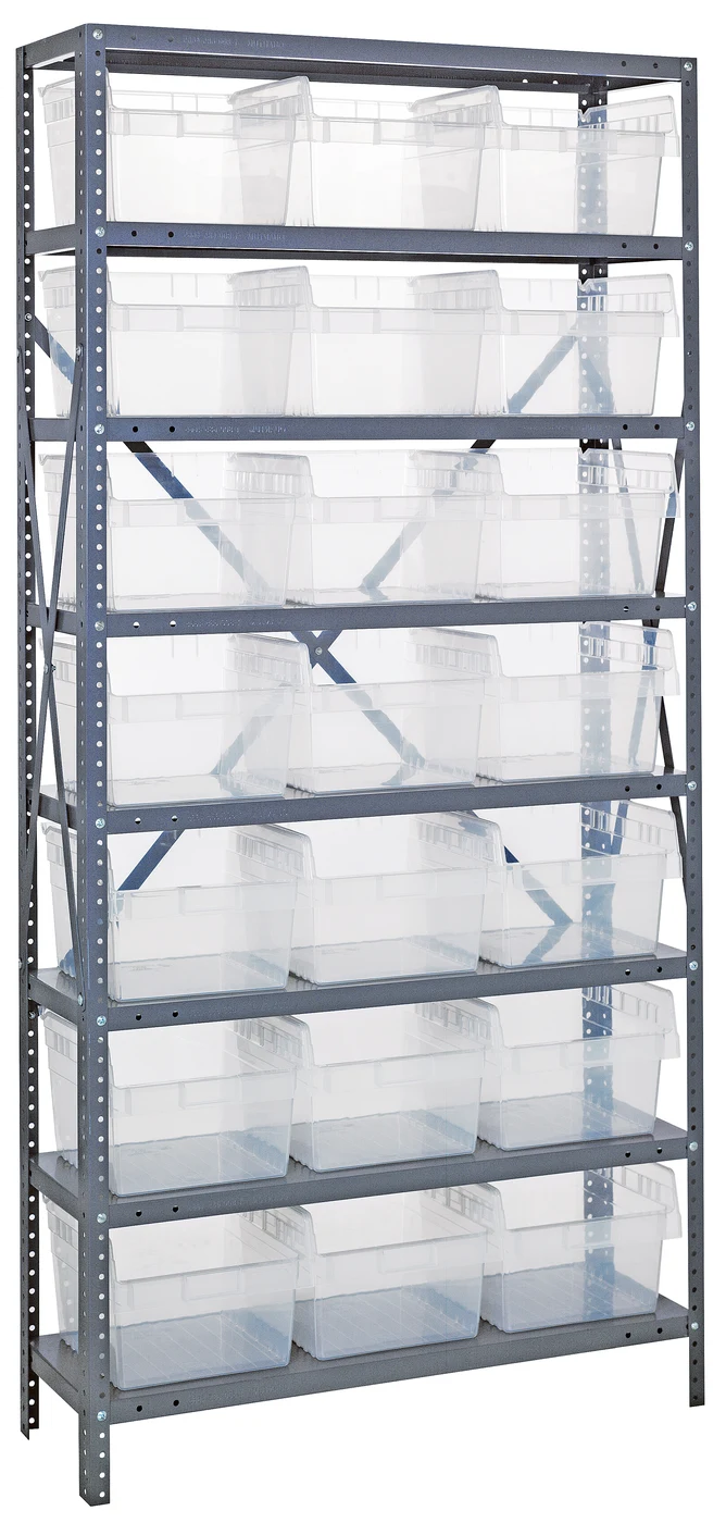 Quantum 1275-SB809CL Shelving Unit, 12"D x 36"L x 75"H, 400 lb capacity, Galvanized