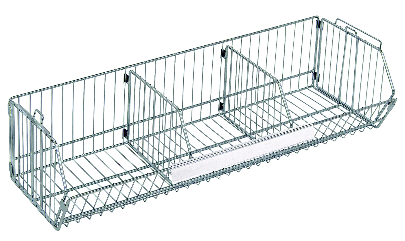 Quantum 1448BC Modular Wire Stacking Basket, 48"W x 14"D x 9"H, 110 lb capacity, Chrome
