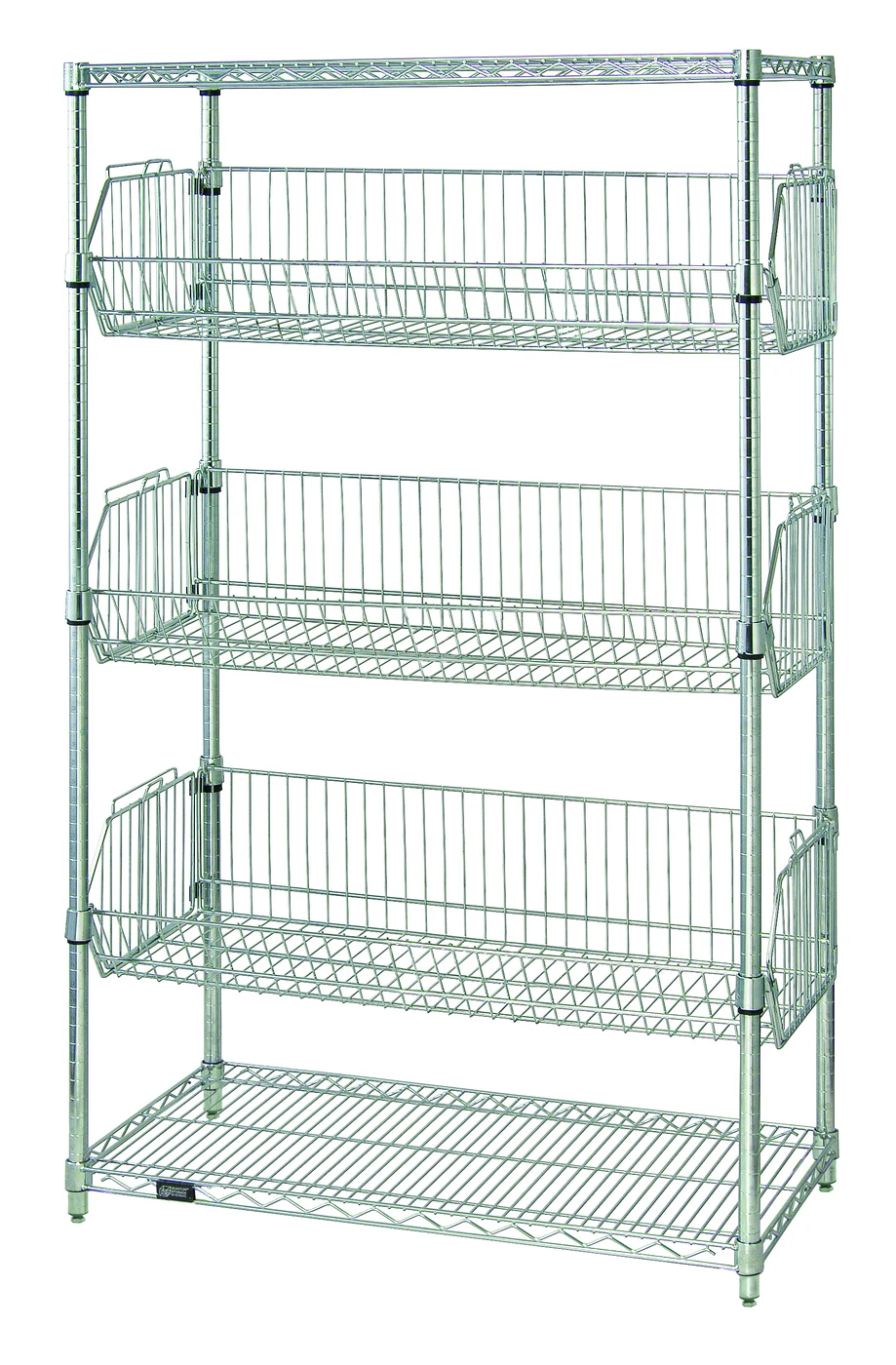 Quantum 1848BC6C Stationary Wire Basket Unit, 48"W x 18"L x 63"H, 110 lb capacity, Chrome