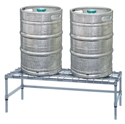 Quantum 246014DGY Wire Dunnage Rack, 60"W x 24"D x 14"H, 1300-1600 lb capacity, Gray — in use