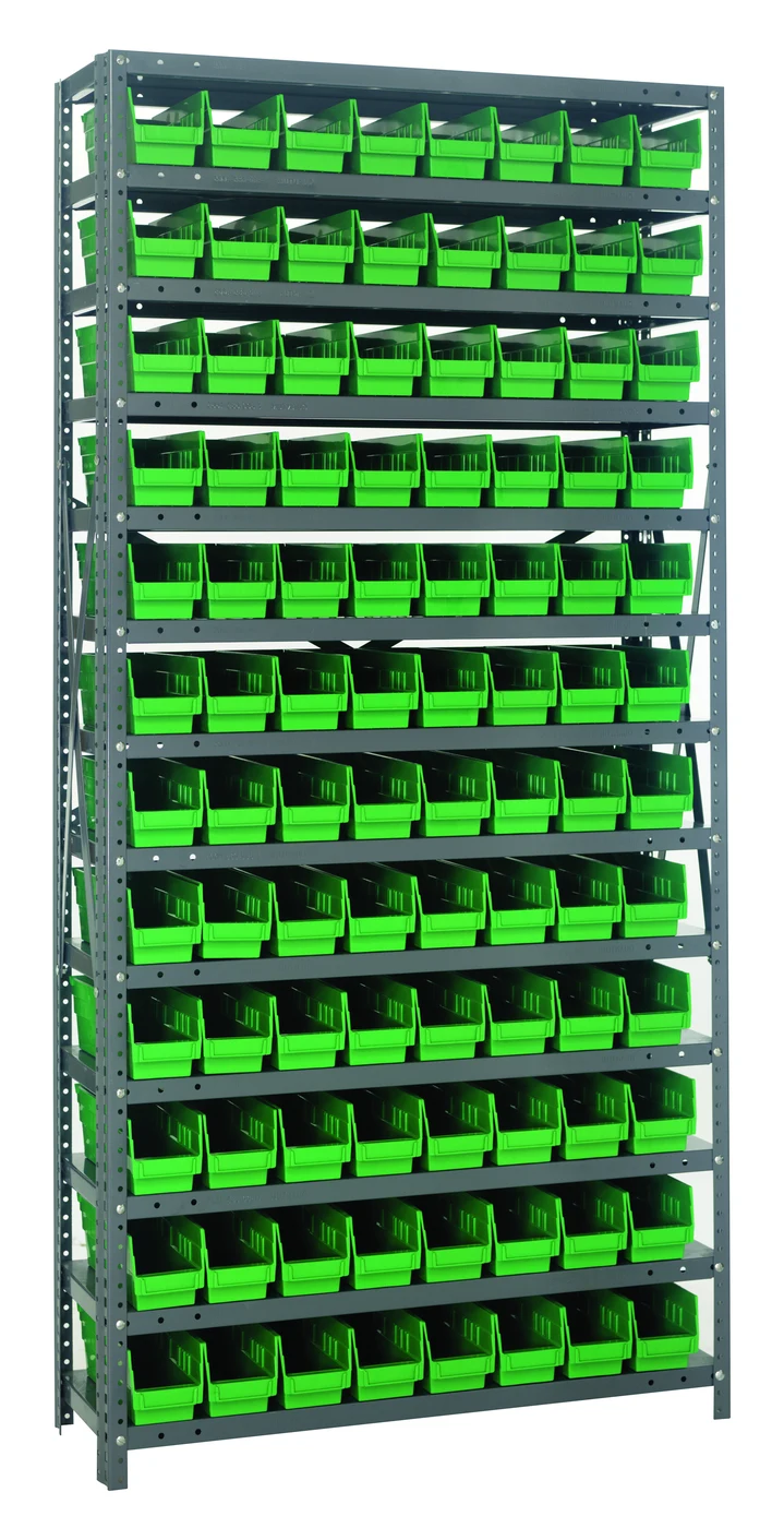 Quantum 1875-103GN Shelving Unit, 18"D x 36"L x 75"H, 400 lb capacity, Galvanized